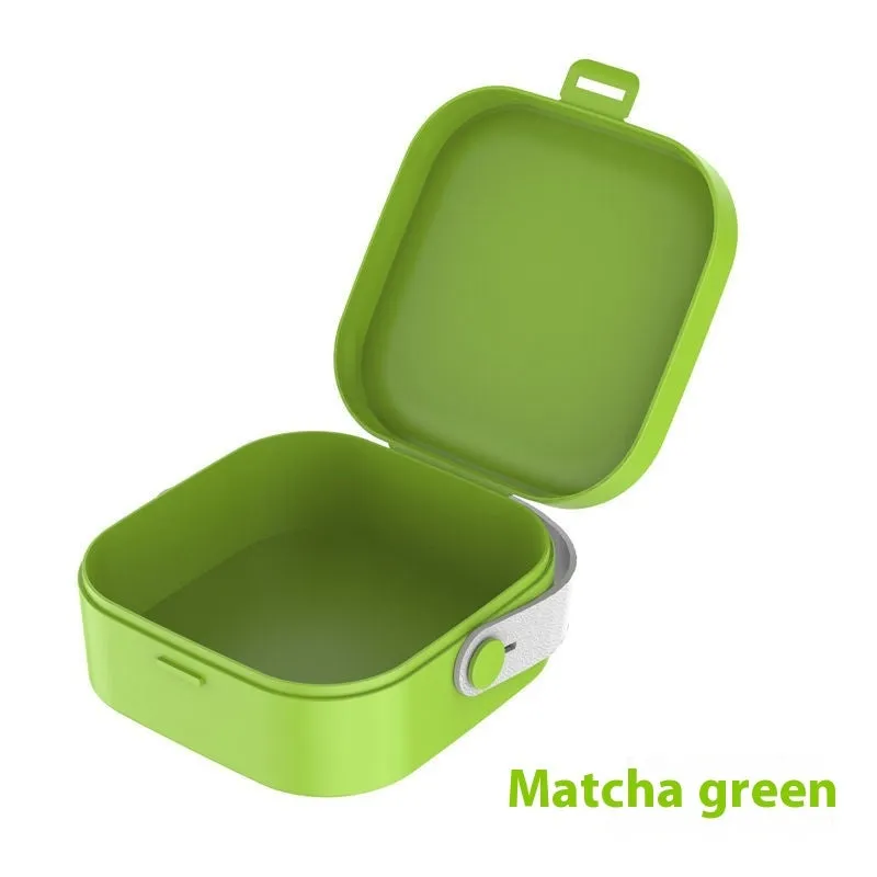 Medium solid-colour polypropylene storage box with lid for cables and headphones.