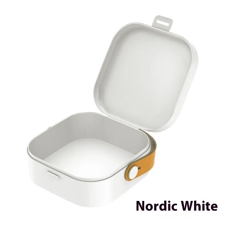 Medium solid-colour polypropylene storage box with lid for cables and headphones.