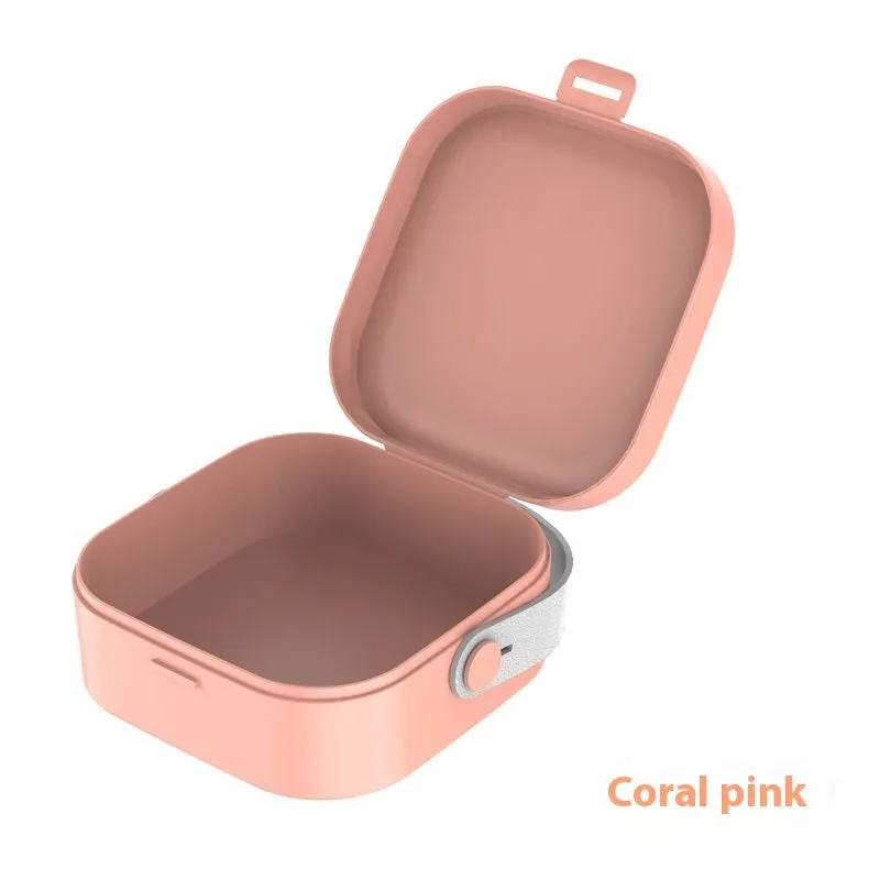 Medium solid-colour polypropylene storage box with lid for cables and headphones.