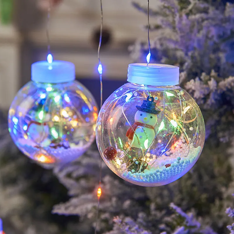 10-piece LED Christmas curtain light string with fairy, snowman and wishing ball decorations for windows