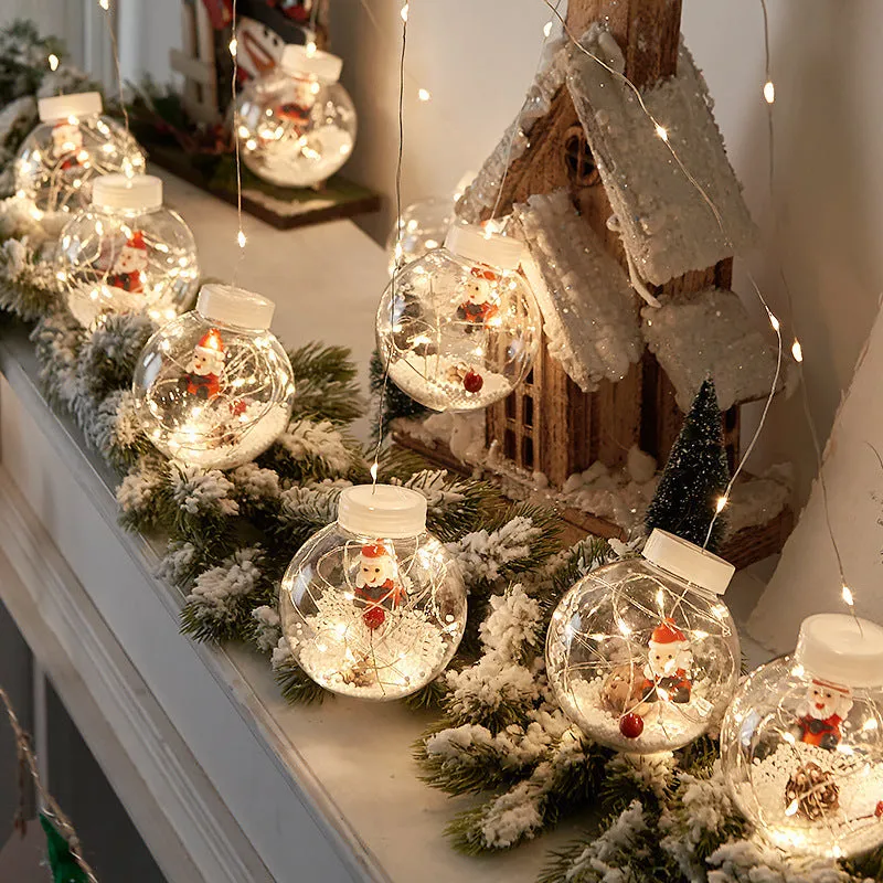 10-piece LED Christmas curtain light string with fairy, snowman and wishing ball decorations for windows