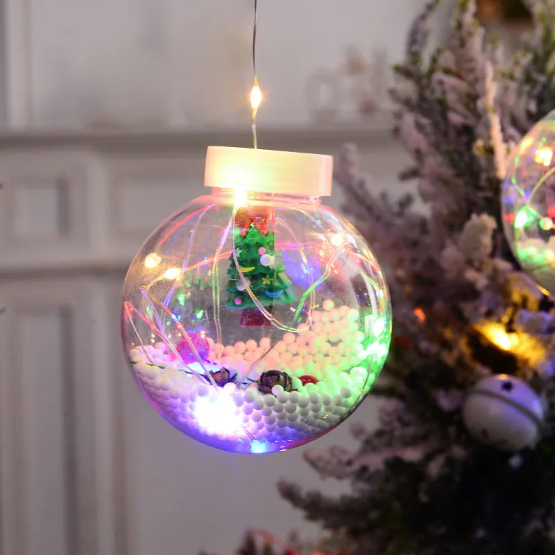 10-piece LED Christmas curtain light string with fairy, snowman and wishing ball decorations for windows