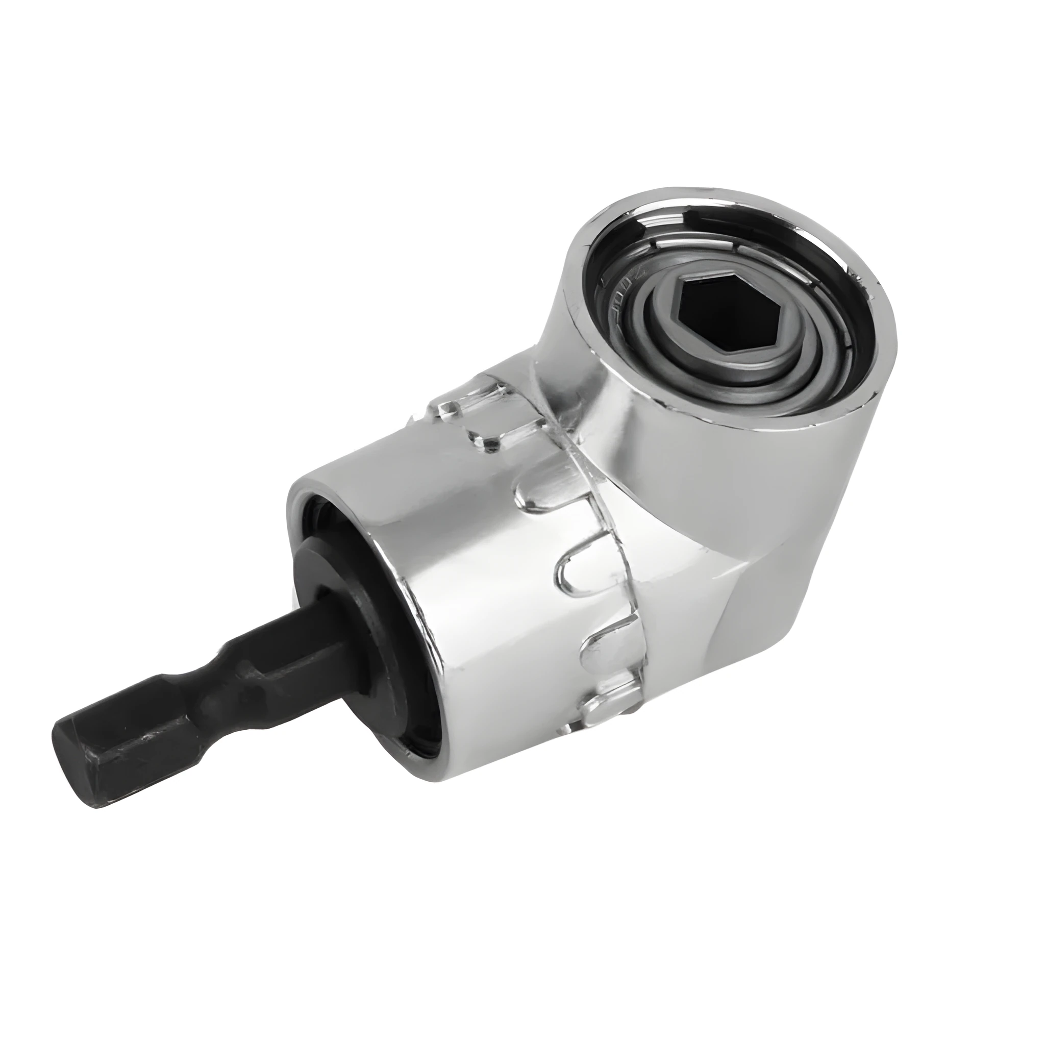 Silver flexible shaft screwdriver with 105-degree angled head for corners and confined spaces