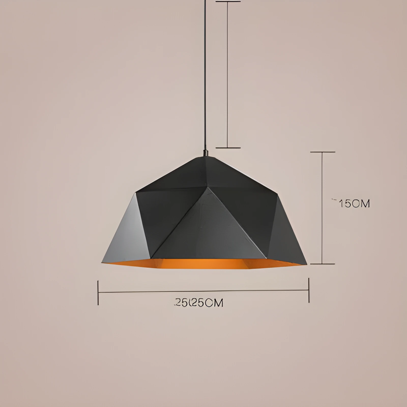 Nordic geometric iron chandelier with single-head design in 25cm diameter