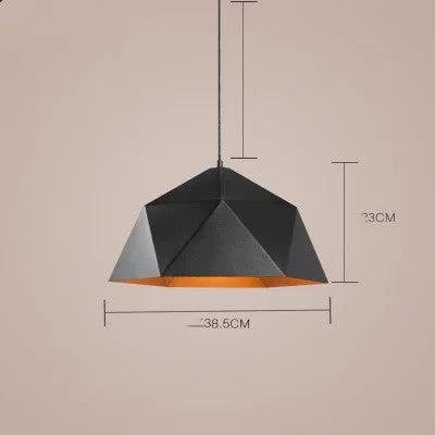 Nordic geometric iron chandelier with single-head design in 25cm diameter