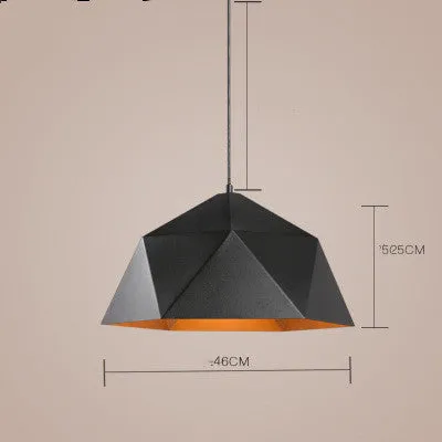Nordic geometric iron chandelier with single-head design in 25cm diameter