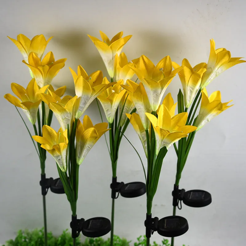 Solar-powered floral garden lantern with flower shape design, 850mm size, for outdoor courtyard and villa lighting