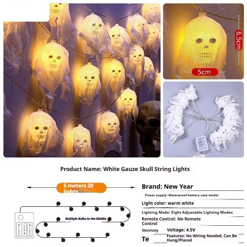 Halloween battery powered LED string lights in colour and warm white options for indoor wall decoration
