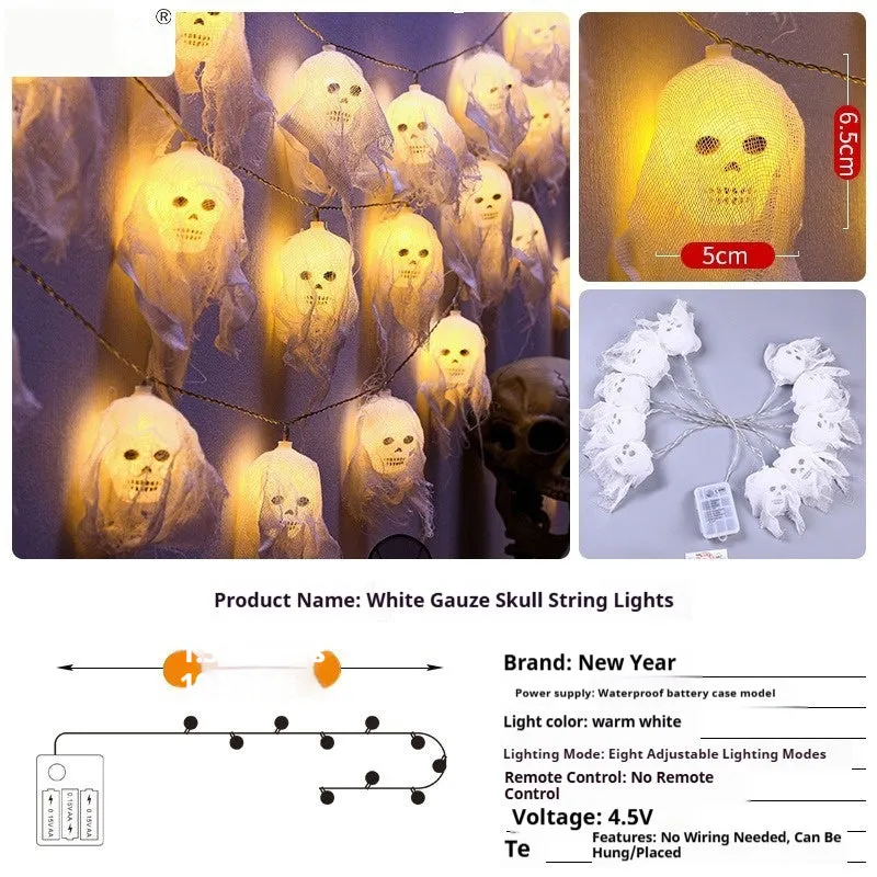 Halloween battery powered LED string lights in colour and warm white options for indoor wall decoration