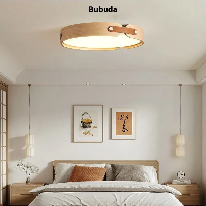 Japanese style wooden ceiling lamp with PMMA lampshade in 42cm and 56cm sizes