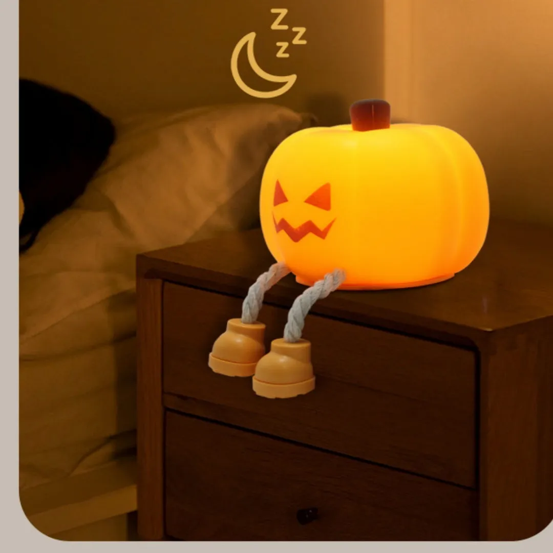 Halloween horror pumpkin night light with geometric design and cartoon style