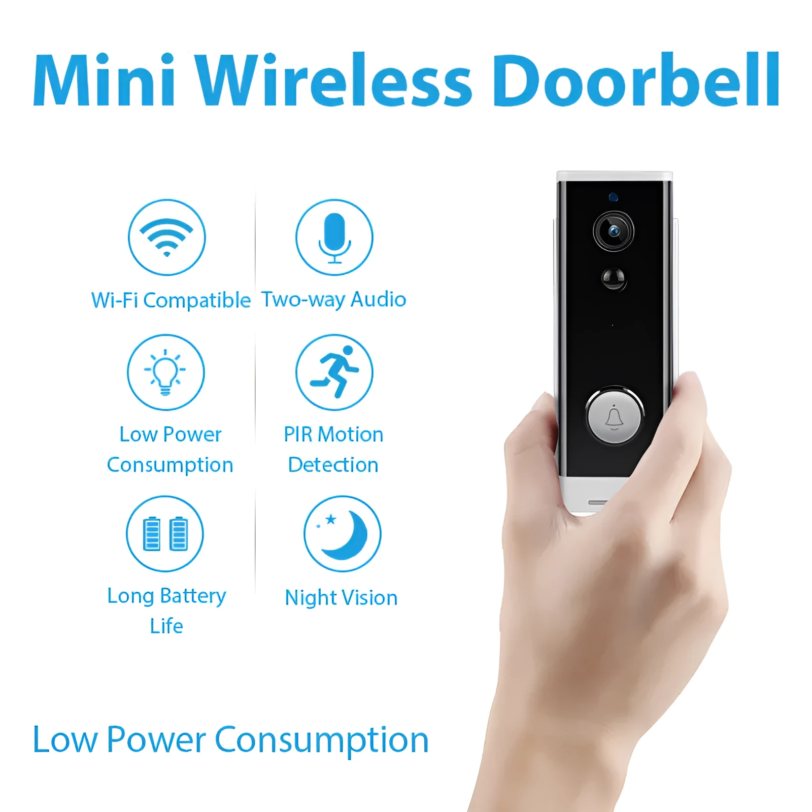 White wall-mounted network camera with 1080p resolution for mobile monitoring