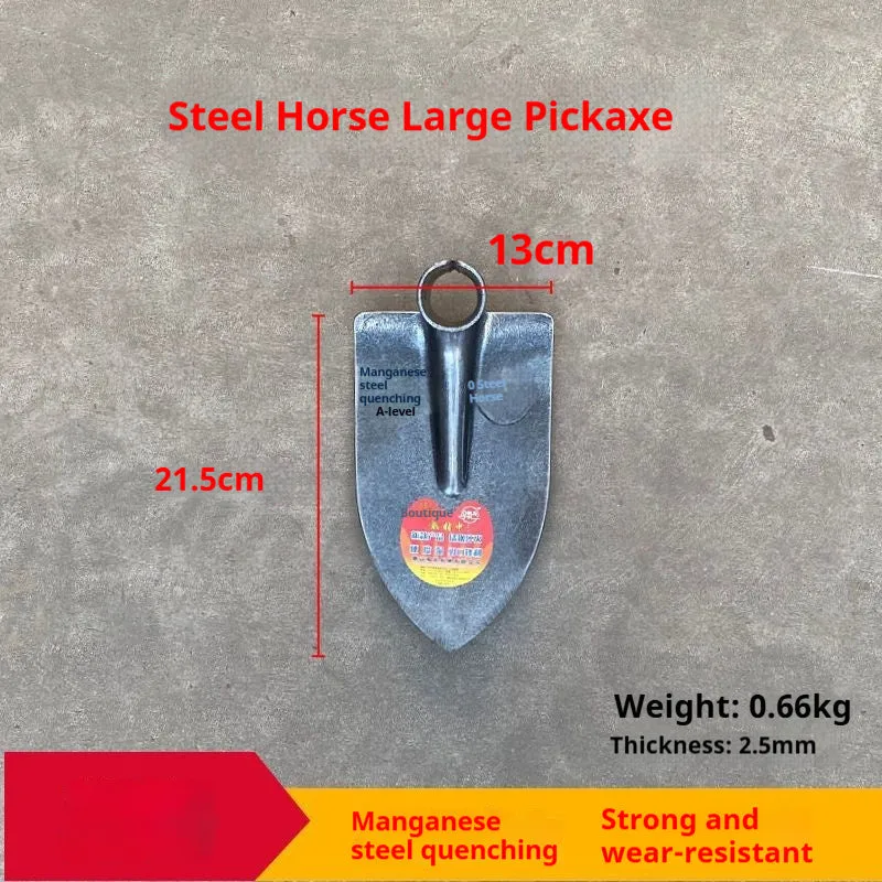 Agricultural pointed hoe with a steel horse tip head on a wooden handle for manual soil ripping.