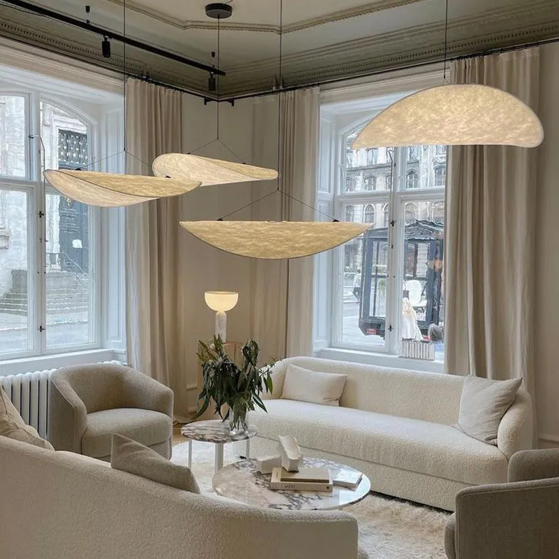Art silk fabric chandelier ceiling light with multiple diameter size options for bedroom or living room