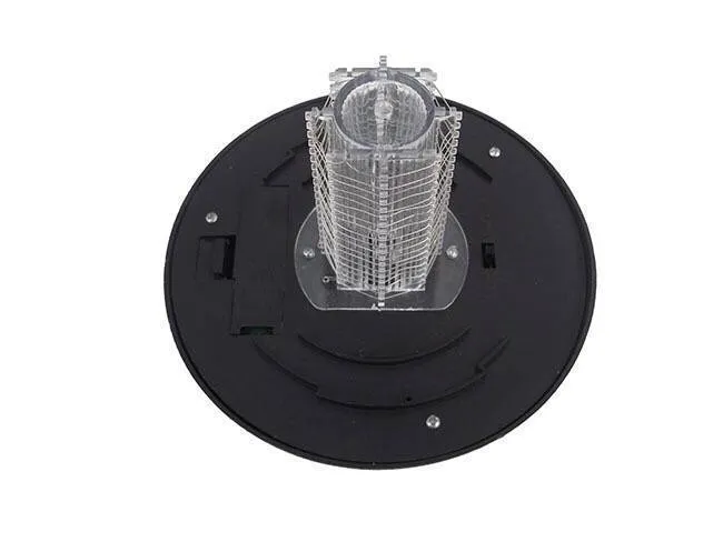 Black solar-powered garden insect lamp with white and UV purple light, 42cm tall.