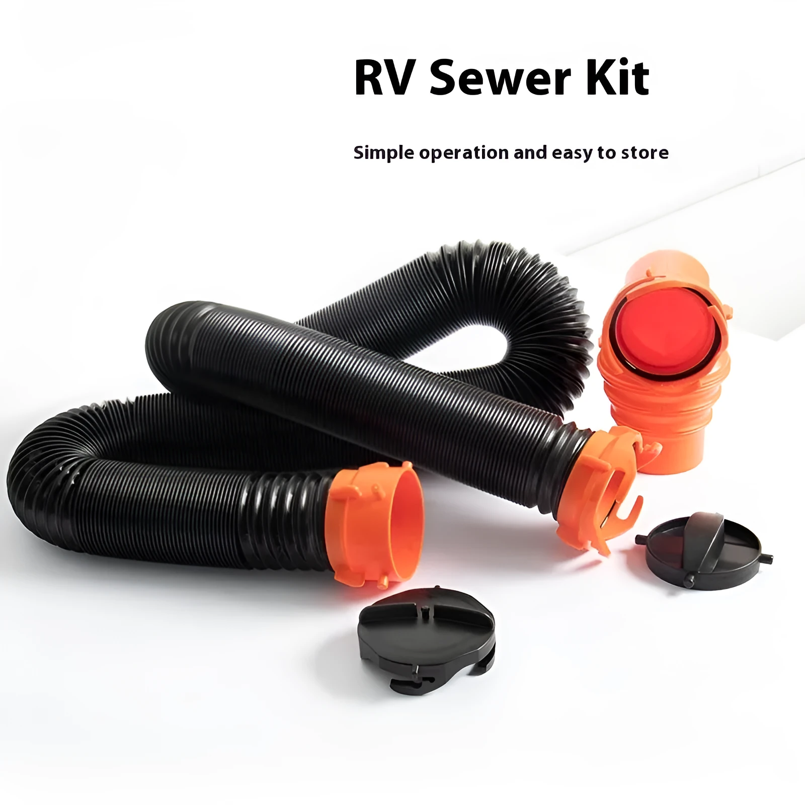 90 degree sewage hose elbow joint for caravan waste drainage systems showing right-angle bend