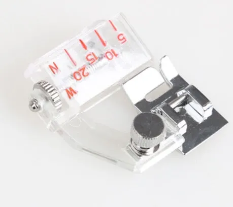 Adjustable bias binder presser foot for domestic sewing machines with snap-on attachment
