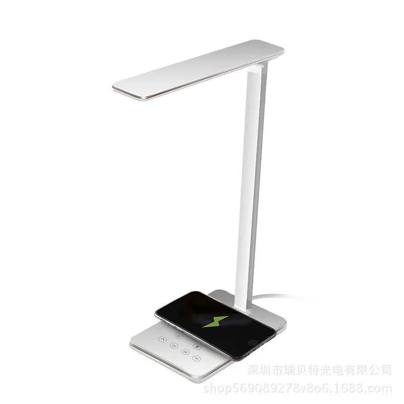 Wireless charging desk lamp with LED lighting in black or white colour options