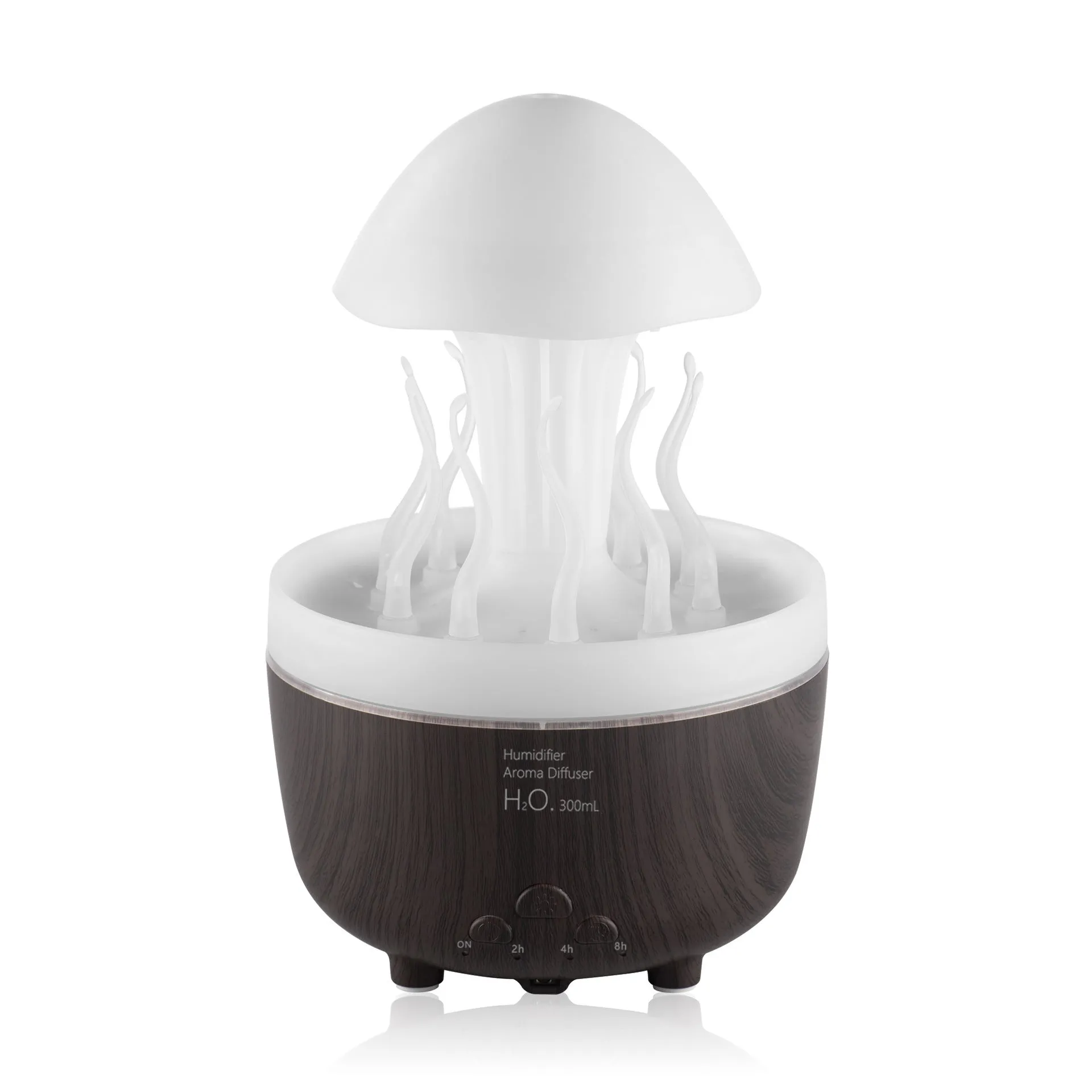 Rotating water drop aroma diffuser column humidifier with colourful LED lights in marble gold finish