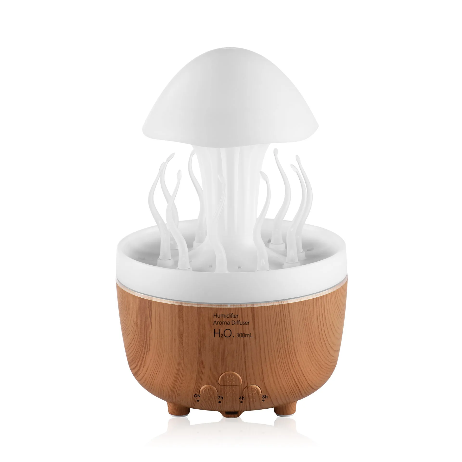 Rotating water drop aroma diffuser column humidifier with colourful LED lights in marble gold finish