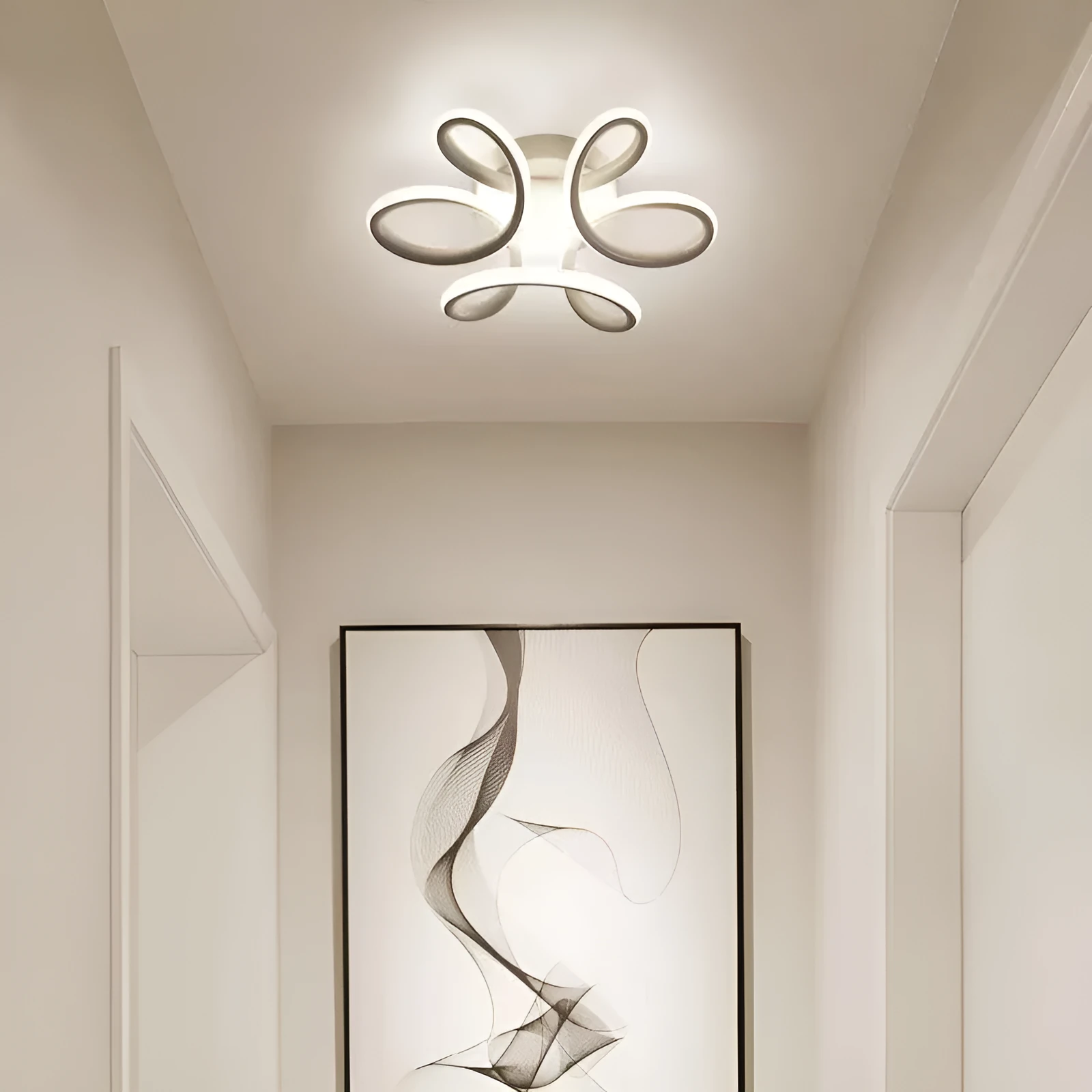 LED corridor ceiling light with silicone shade, rectangular bay window shape, white frame