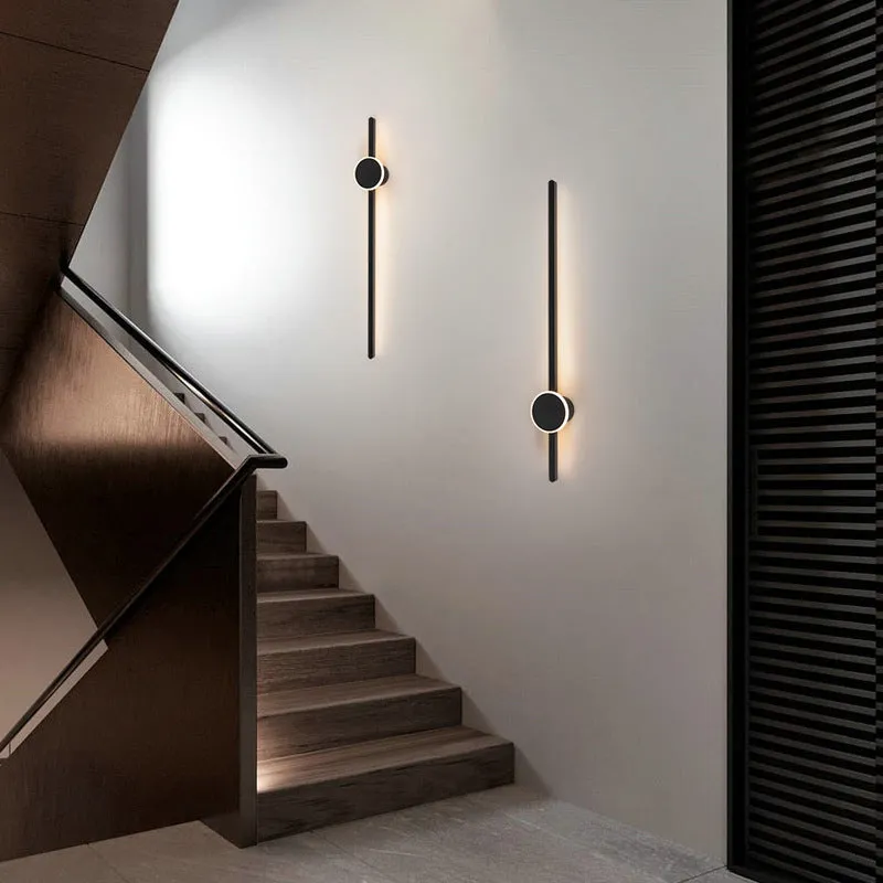 Contemporary grid-free bedside strip wall lamp with acrylic shade and three-colour LED lighting