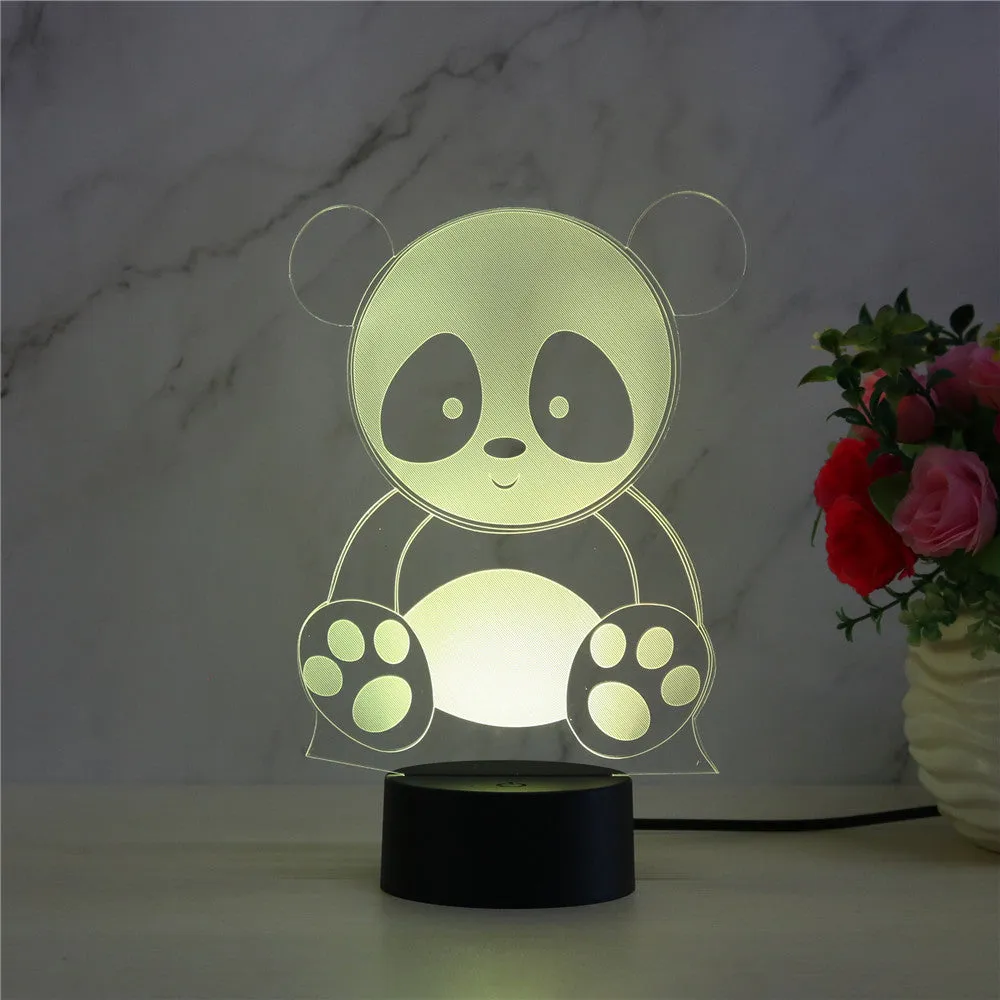 Panda 3 remote control night light with seven colour options and touch controls