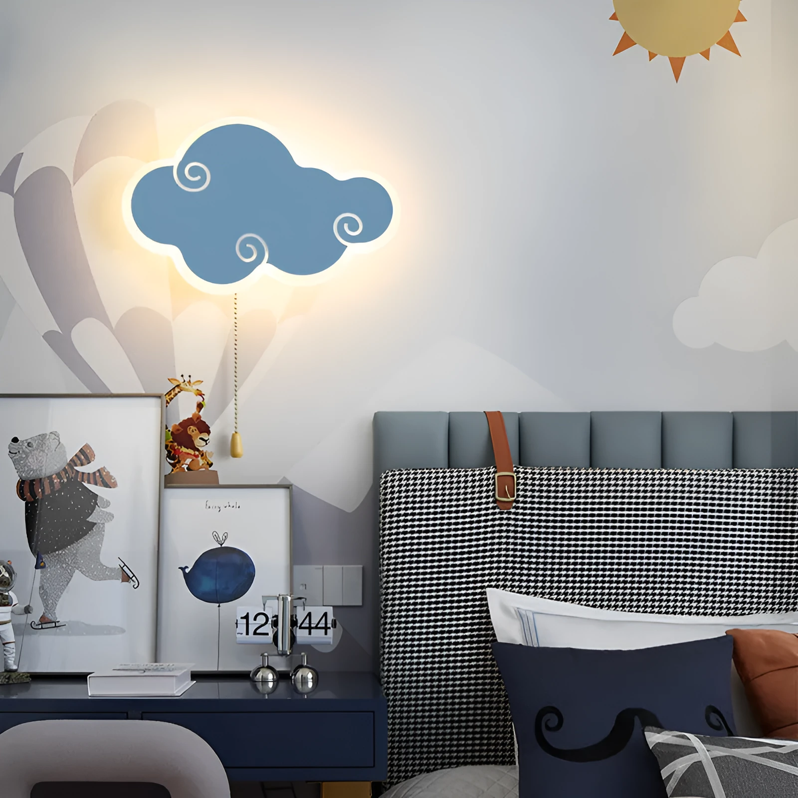 Cloud-shaped acrylic children's wall lamp in modern simple style for bedroom lighting