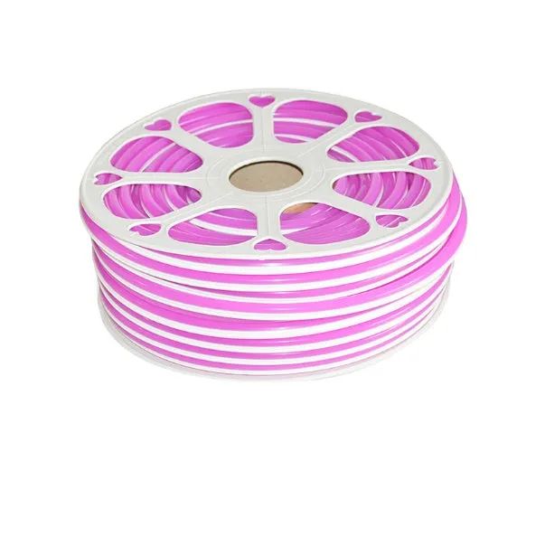 Flexible silicone neon light bar in various colours showing 8mm width and coiled 50 metre length