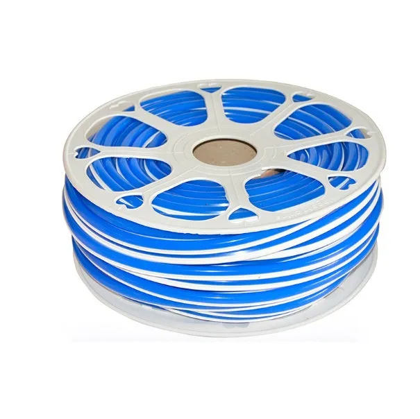 Flexible silicone neon light bar in various colours showing 8mm width and coiled 50 metre length