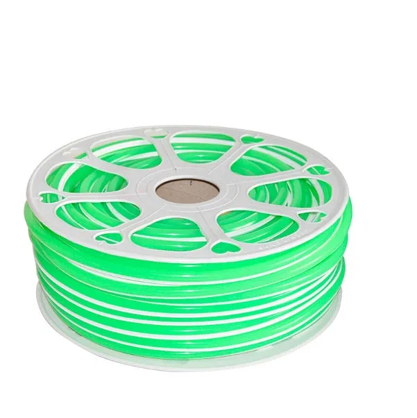 Flexible silicone neon light bar in various colours showing 8mm width and coiled 50 metre length