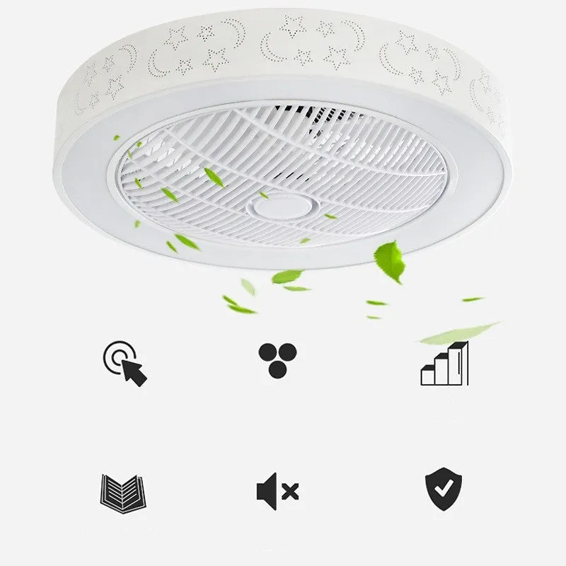 55 cm ceiling fan with integrated LED chandelier and metal blades in pastoral style