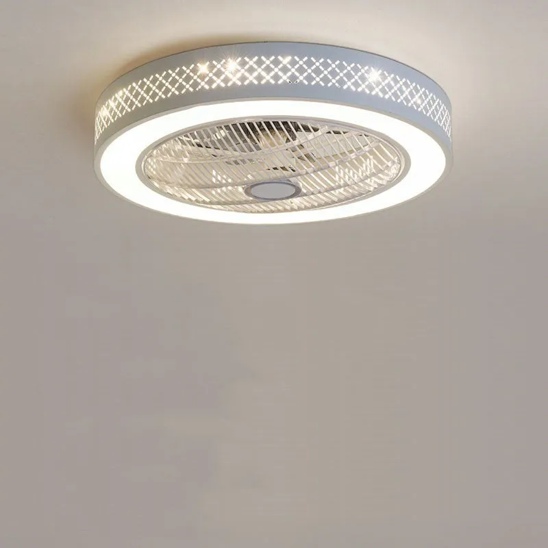 55 cm ceiling fan with integrated LED chandelier and metal blades in pastoral style
