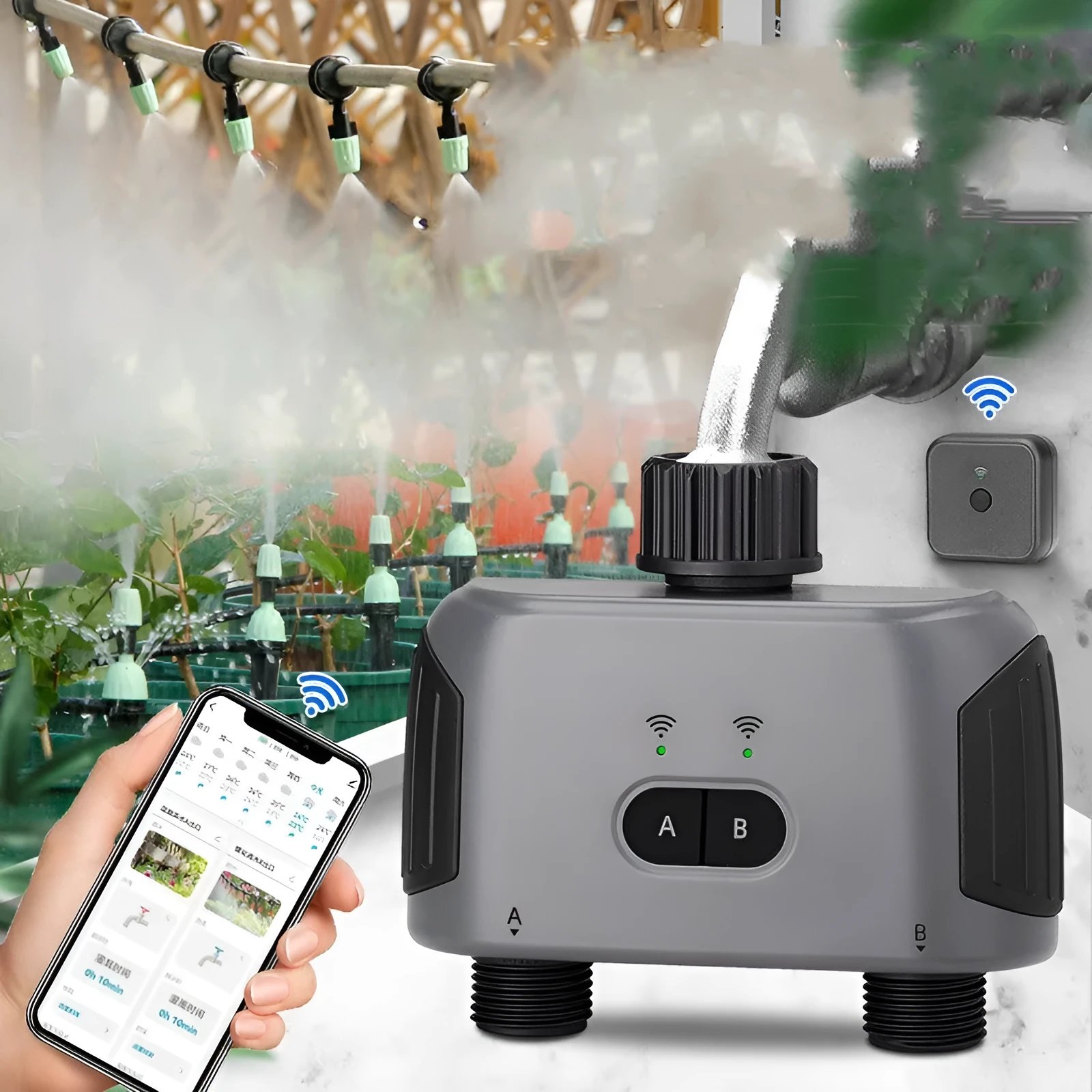 Bluetooth dual watering controller for mobile phone remote garden irrigation