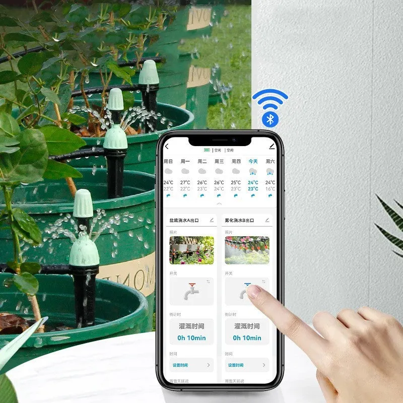 Bluetooth dual watering controller for mobile phone remote garden irrigation