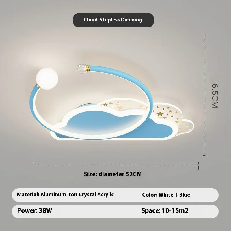 Creative moon XINGX cloud children's room ceiling lamp with tri-colour dimming in blue finish