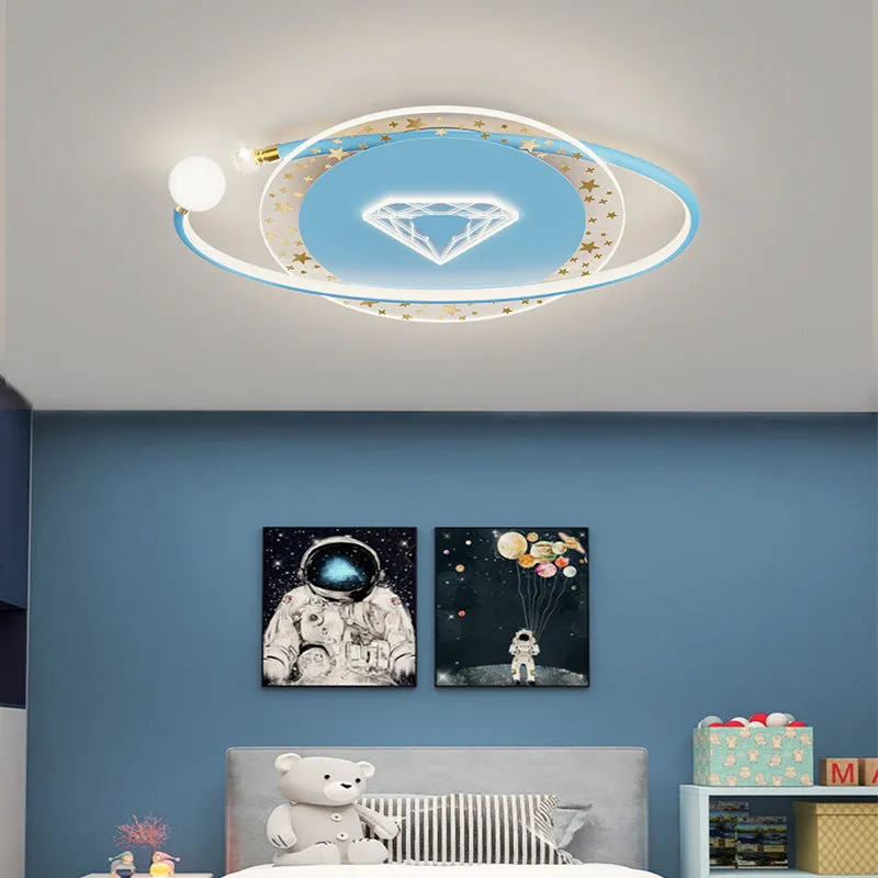 Creative moon XINGX cloud children's room ceiling lamp with tri-colour dimming in blue finish