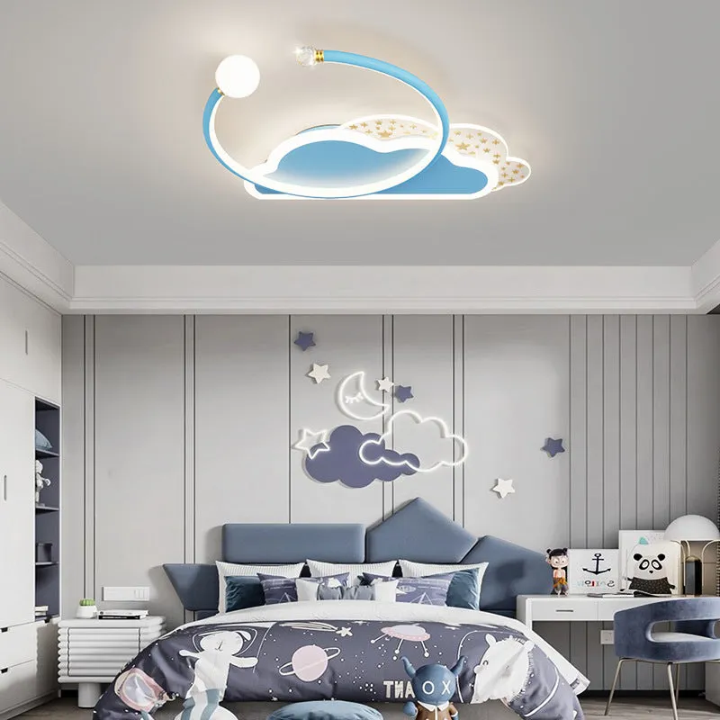 Creative moon XINGX cloud children's room ceiling lamp with tri-colour dimming in blue finish