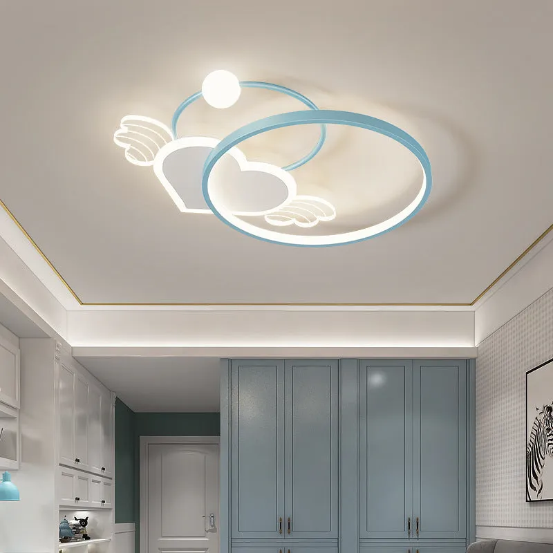 Creative moon XINGX cloud children's room ceiling lamp with tri-colour dimming in blue finish