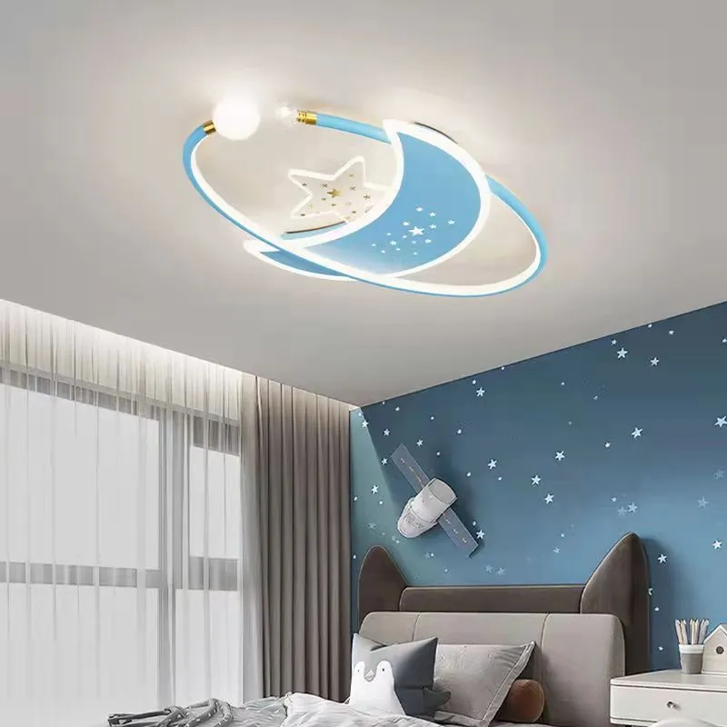 Creative moon XINGX cloud children's room ceiling lamp with tri-colour dimming in blue finish
