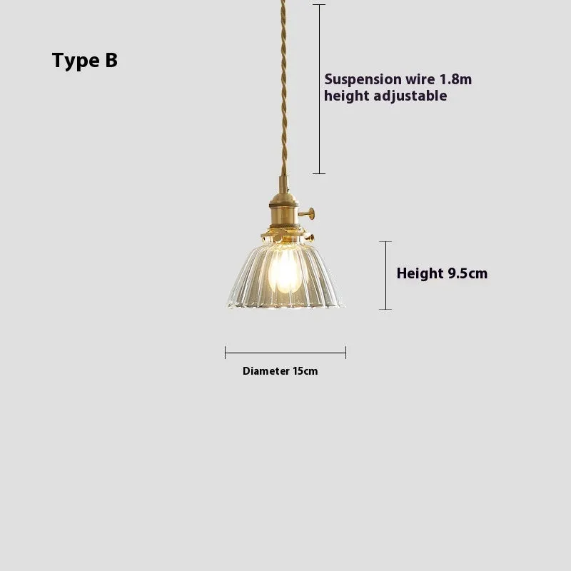 American retro pendant bedside light with warm white 4W LED in downward droplight configuration