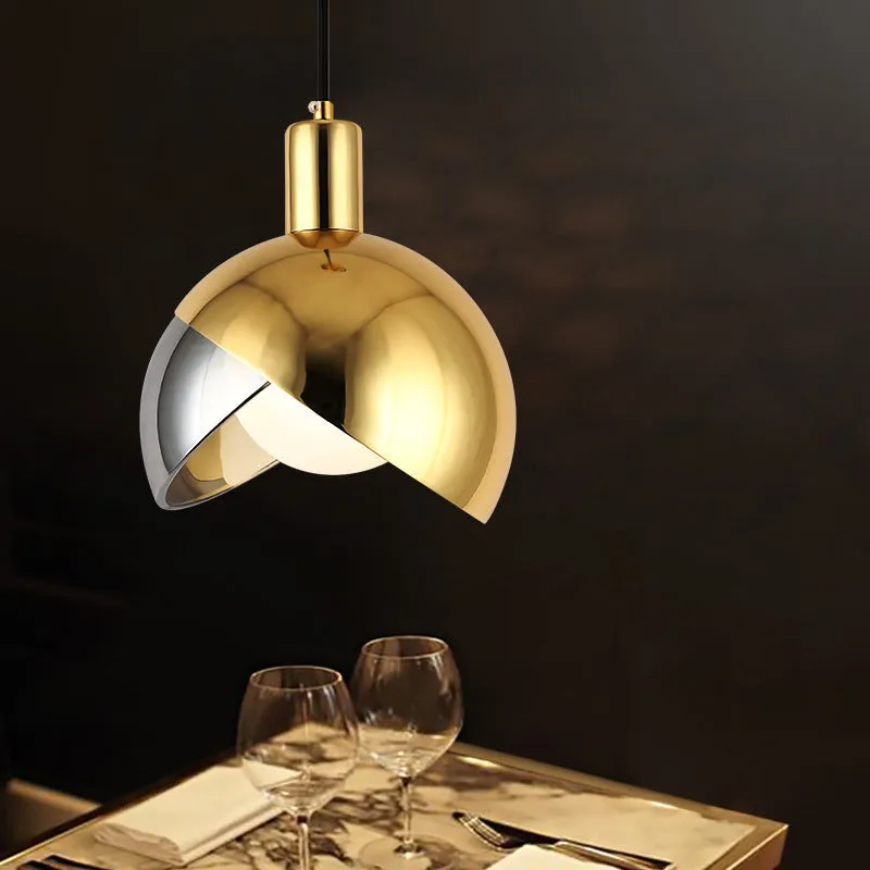 Simple 20cm droplight lamp with golden stitching in champagne gold finish