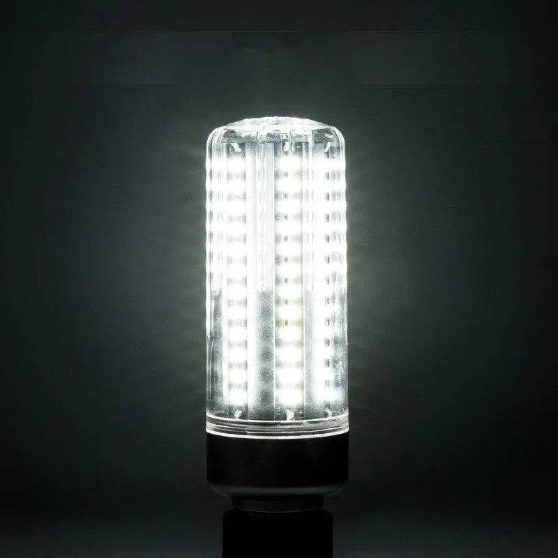 Silver aluminium LED corn lamp light bulb with E27 bayonet cap.