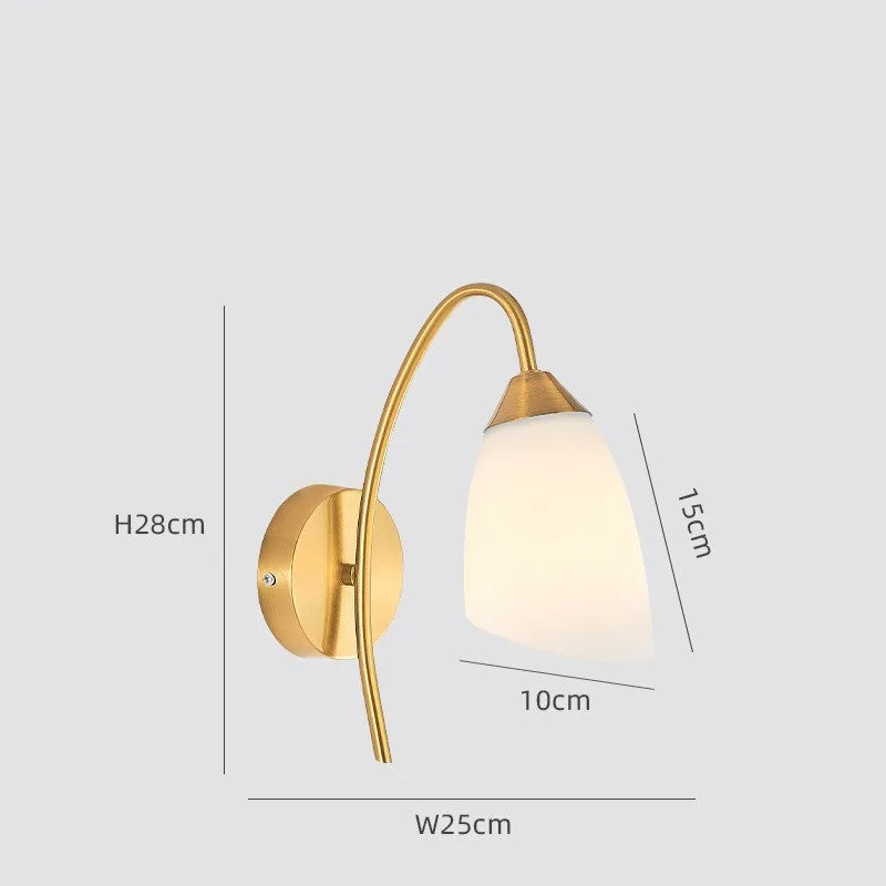Modern copper colour glass wall lamp for bedside hallway living room