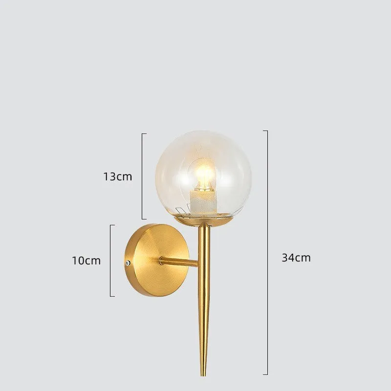 Modern copper colour glass wall lamp for bedside hallway living room