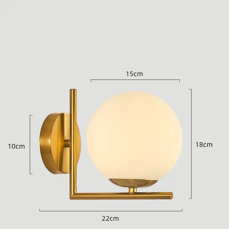 Modern copper colour glass wall lamp for bedside hallway living room