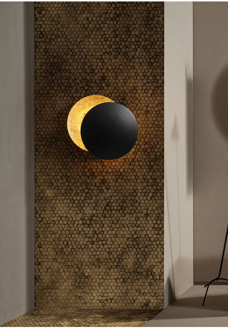 Modern minimalist aluminium bedside lamp in gold finish with 20cm or 25cm diameter options