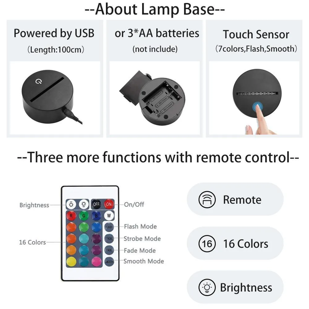 Touch remote control LED desk lamp with acrylic shade on black base