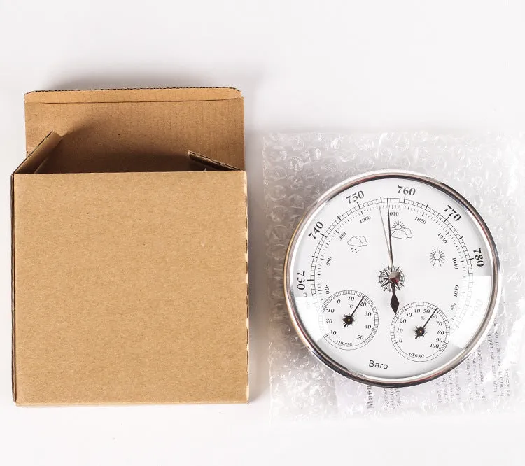 Handheld air temperature and humidity meter in golden or silvery colour with 128mm gauge