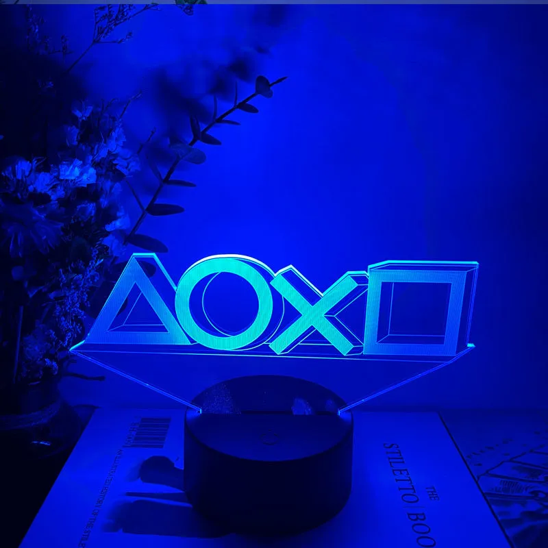 Creative Gamepad shaped 3DLED desk lamp with acrylic shade and touch controls on black ABS base